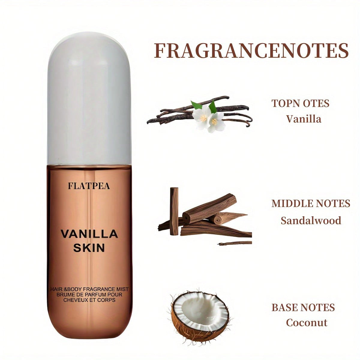 Flatpea Vanilla Skin Eau de Parfum — Vanilla Coconut Hair & Body Mist 50ml