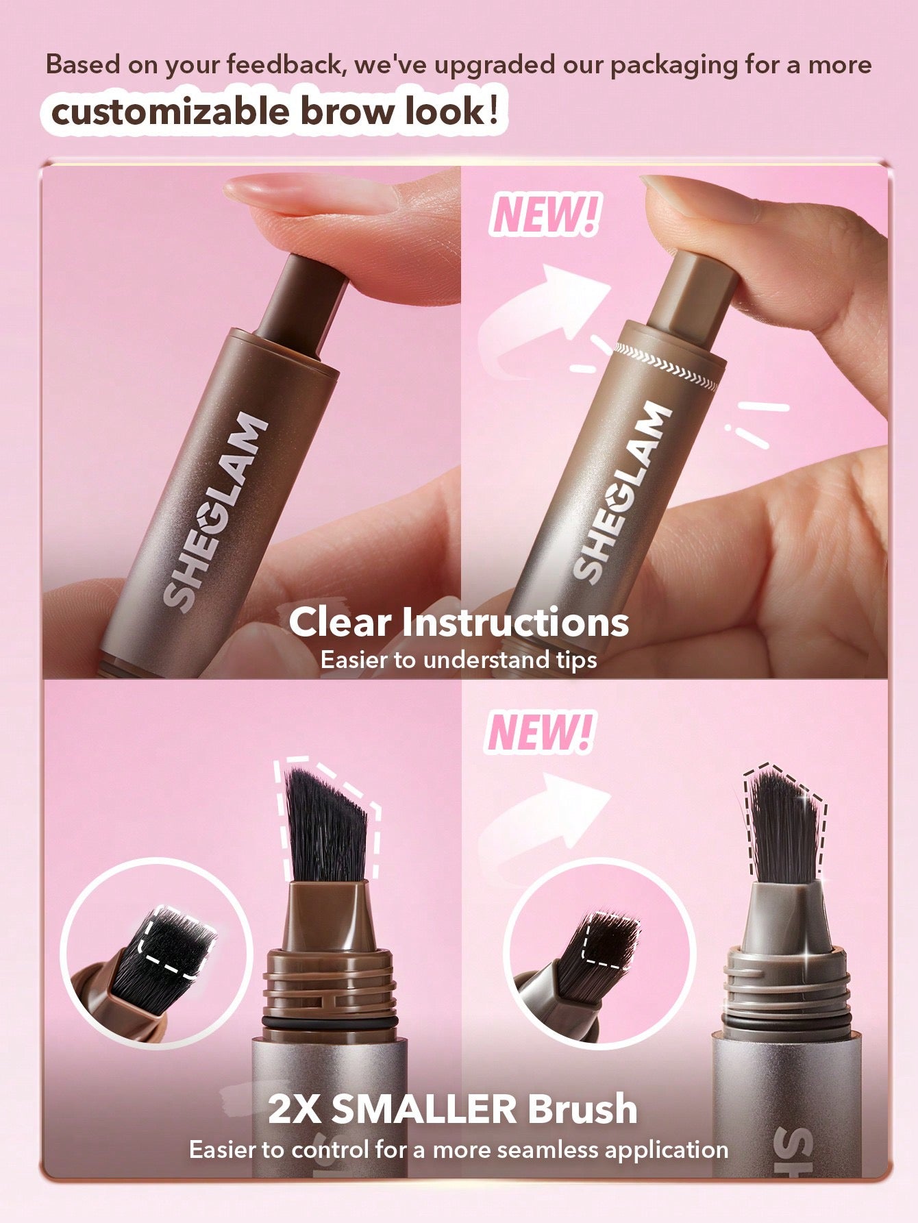 SHEGLAM Brow-Fection Angled Brush & Dip — 8 Shades