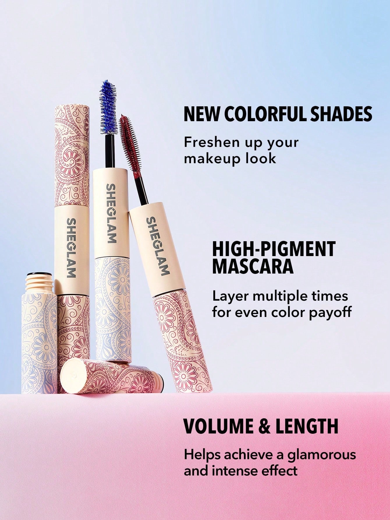 SHEGLAM Volume & Length Dual-Ended Color Mascara — 3 Shades
