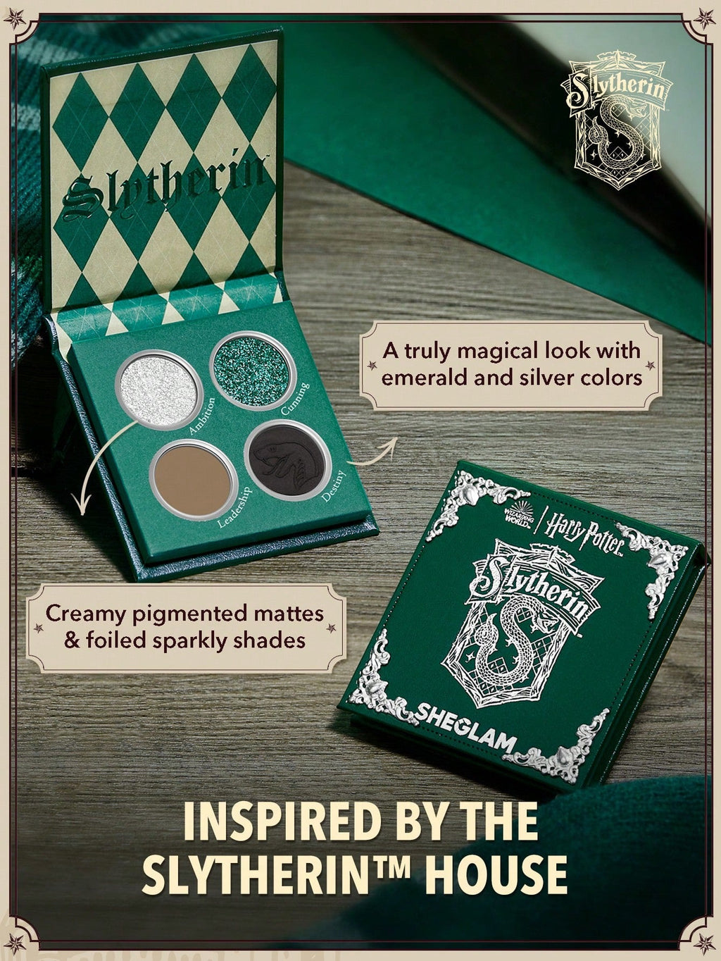 SHEGLAM x Harry Potter Slytherin Eyeshadow Palette — 4 Shades