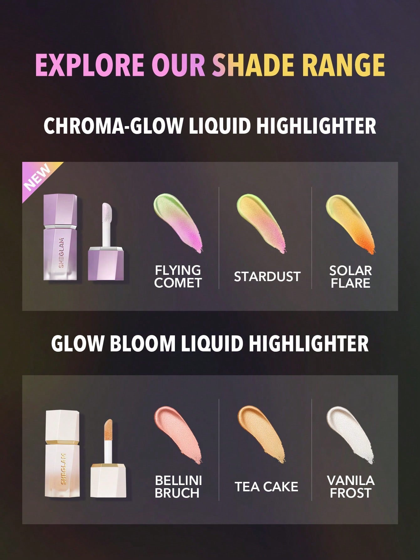 SHEGLAM Cosmic Glow Liquid Highlighter — 3 Shades