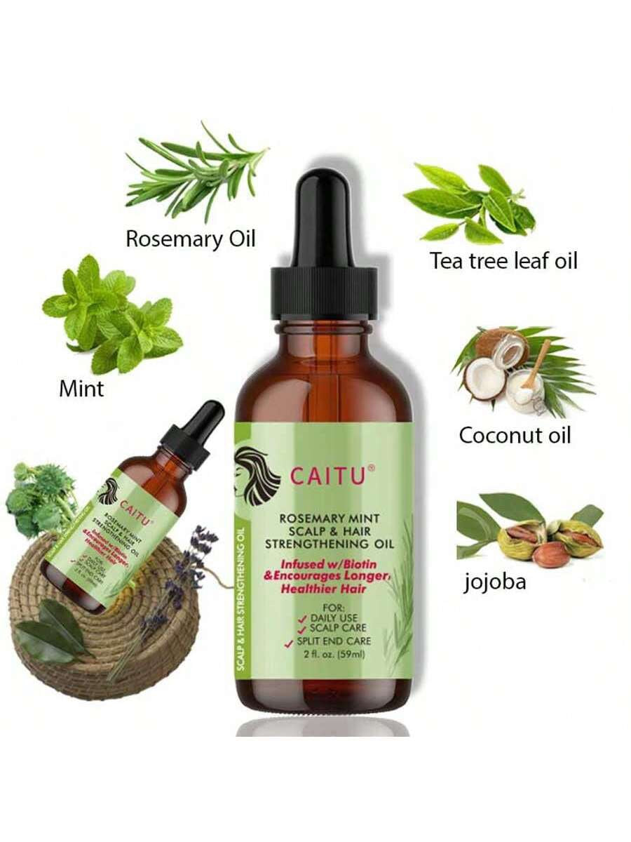CAITU Rosemary Mint Scalp & Hair Strengthening Oil — Infused with Biotin | 2 fl oz / 59ml