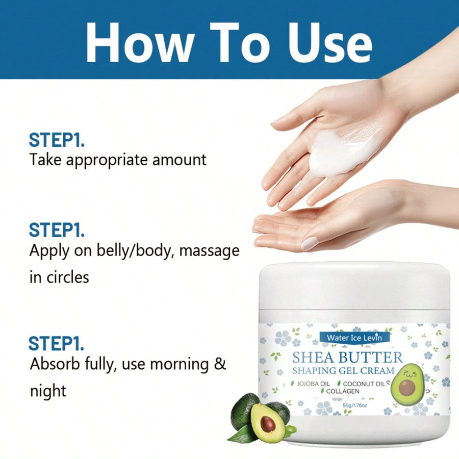 Water Ice Levin Shea Butter Shaping Gel Cream | Firming, Smoothing & Moisturising | Collagen, Jojoba Oil & Coconut Oil | 50g / 1.76 oz