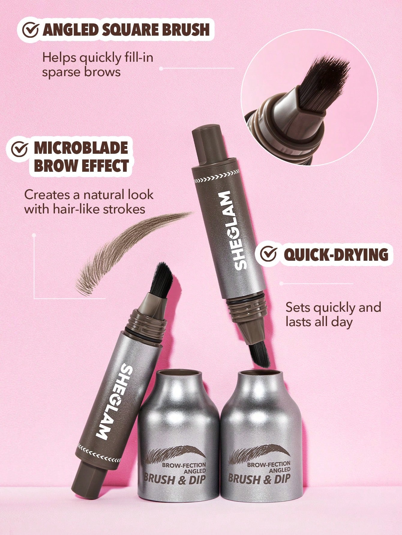 SHEGLAM Brow-Fection Angled Brush & Dip — 8 Shades