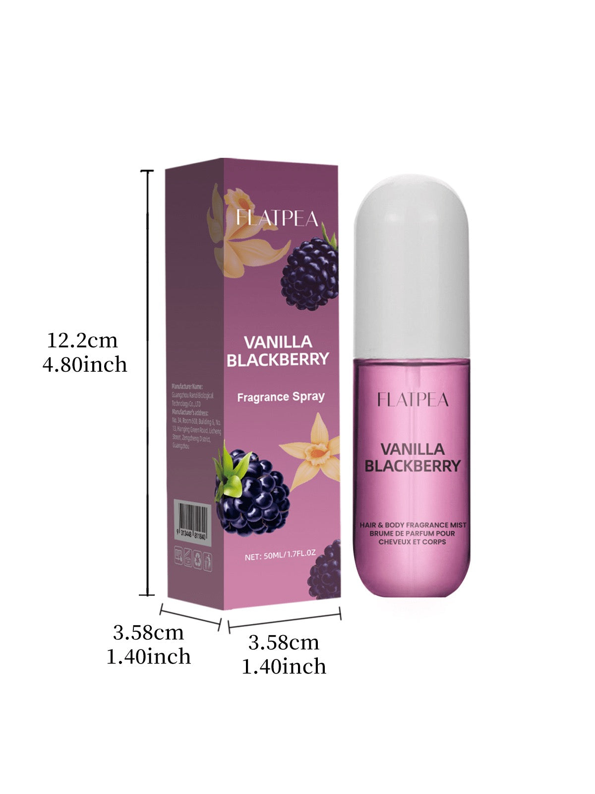 Flatpea Vanilla Blackberry Hair & Body Fragrance Mist — 50ml / 1.7 fl oz