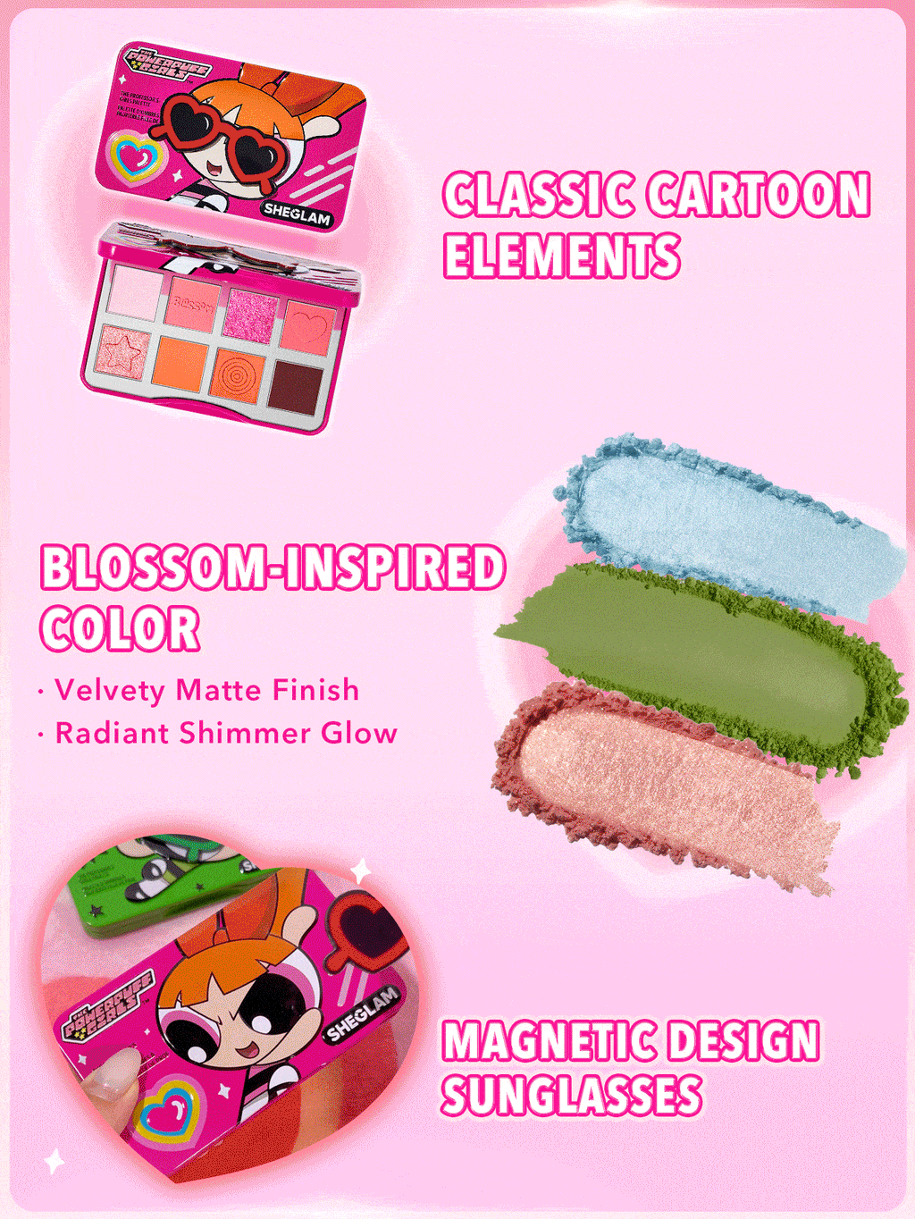 SHEGLAM x The Powerpuff Girls The Professor’s Girls’ Palette — Blossom — 8 Shades