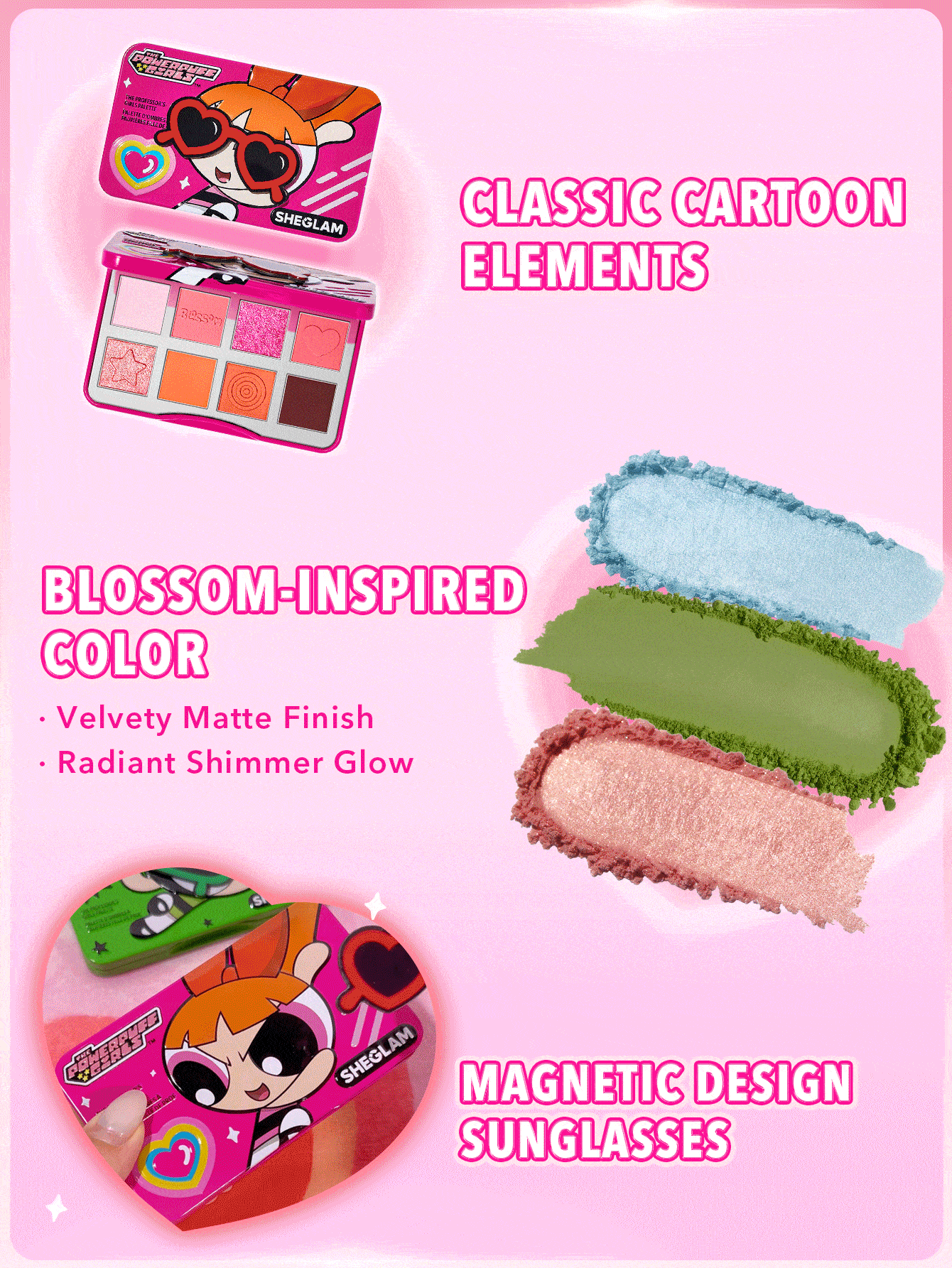 SHEGLAM x The Powerpuff Girls The Professor’s Girls’ Palette — Blossom — 8 Shades