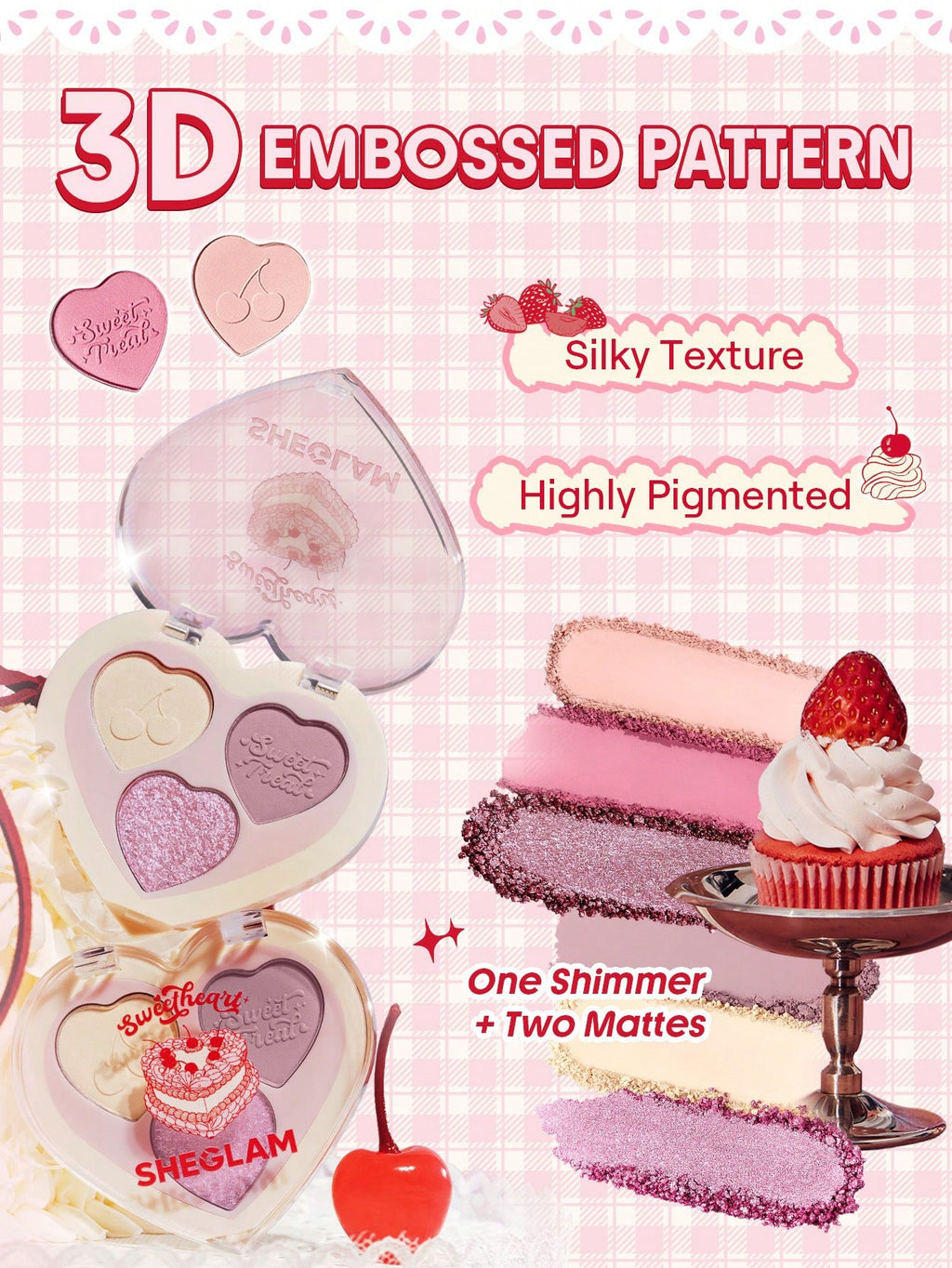 SHEGLAM Sweetheart Sweet Treat 3-Pan Eyeshadow Palette