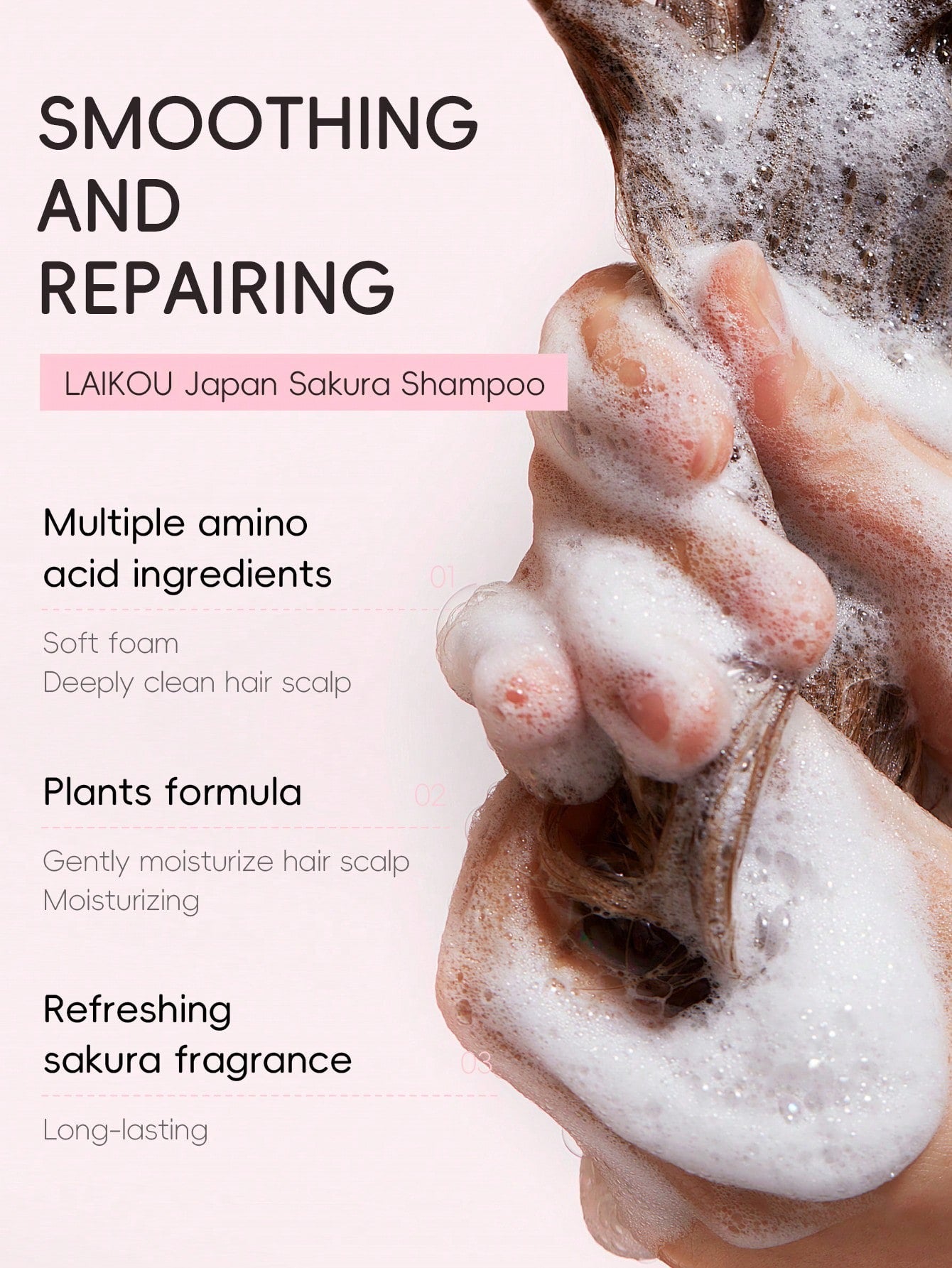 LAIKOU Japan Sakura Shampoo & Conditioner Set — Argan Oil, Shea Butter & Hyaluronic Acid | 400ml / 13.53 fl oz