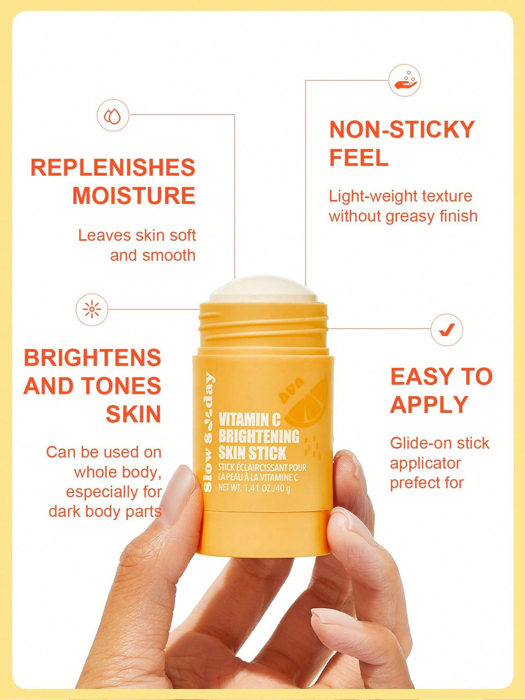Slow Sunday Vitamin C Brightening Skin Stick | Vitamin C Derivatives, Niacinamide & Vitamin E | 1.41 oz / 40g