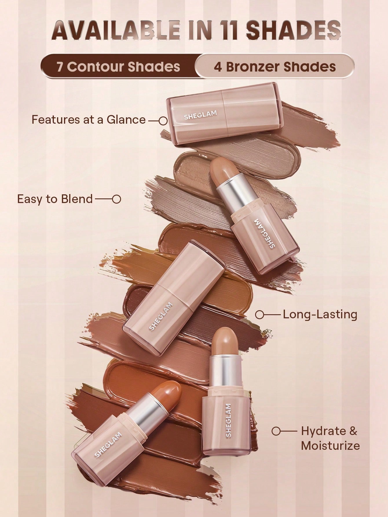 SHEGLAM Skin Focus Define & Bronze Stick — 11 Shades