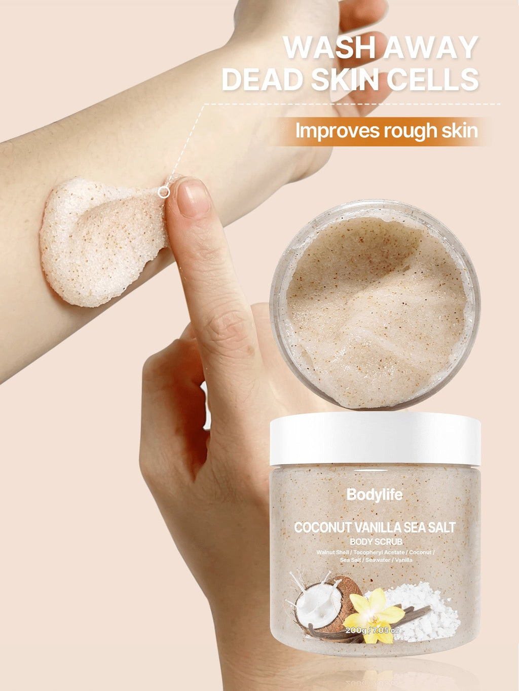 Bodylife Coconut Vanilla Sea Salt Body Scrub | 200g