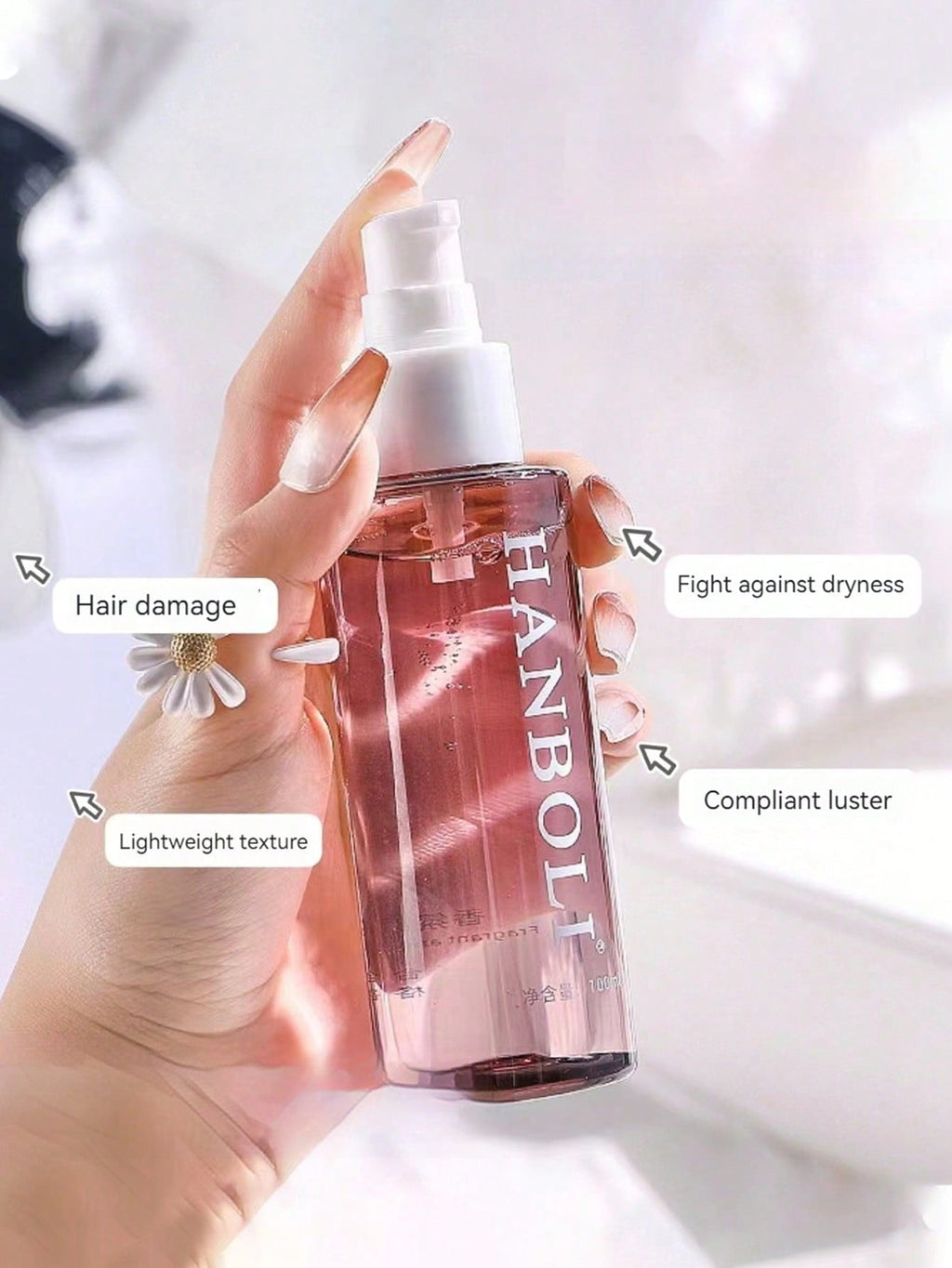 HANBOLI Fragrant Brightening Hair Essence Serum — Tea Seed Oil & Camellia | 100ml / 3.38 fl oz