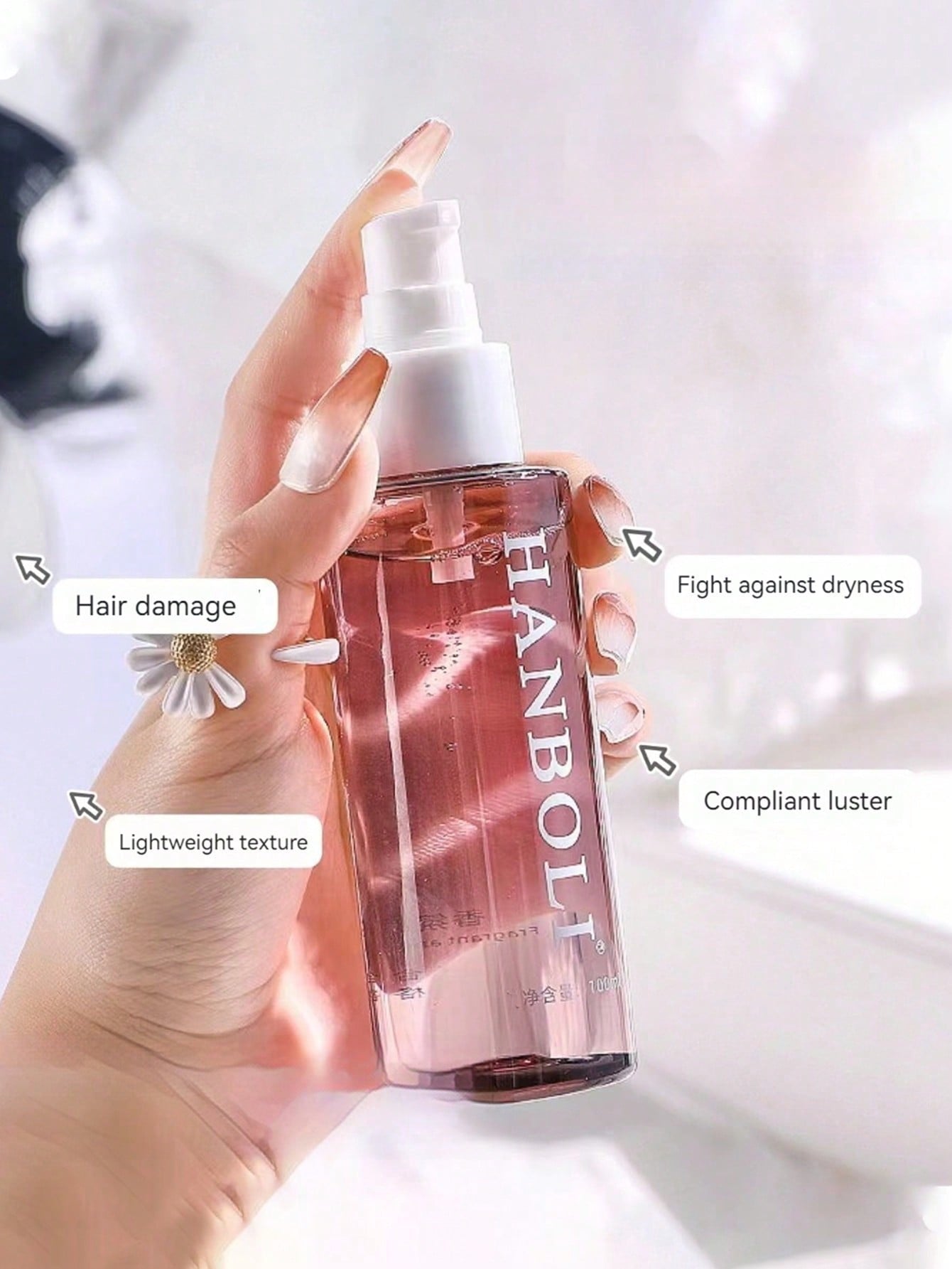 HANBOLI Fragrant Brightening Hair Essence Serum — Tea Seed Oil & Camellia | 100ml / 3.38 fl oz