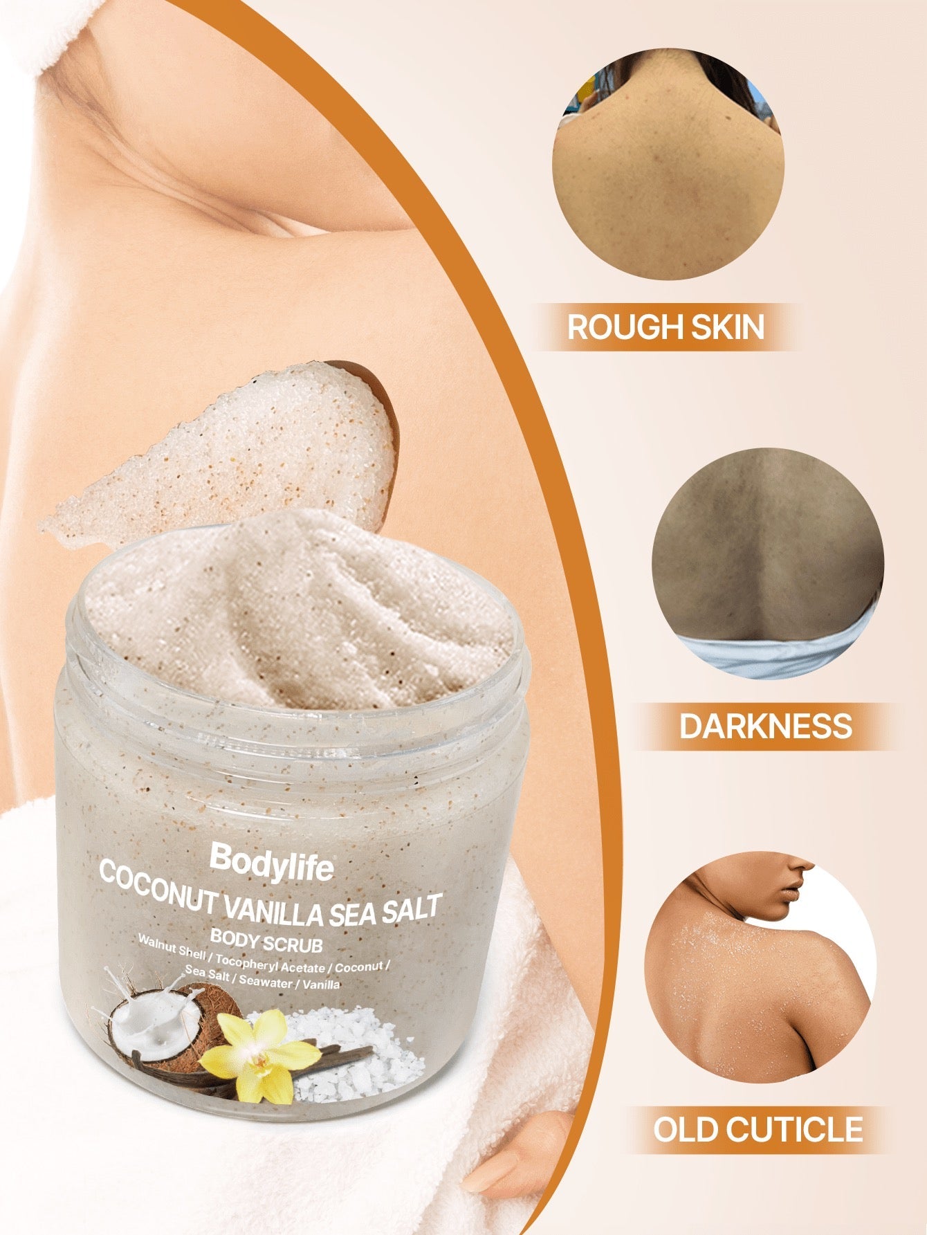 Bodylife Coconut Vanilla Sea Salt Body Scrub | 200g
