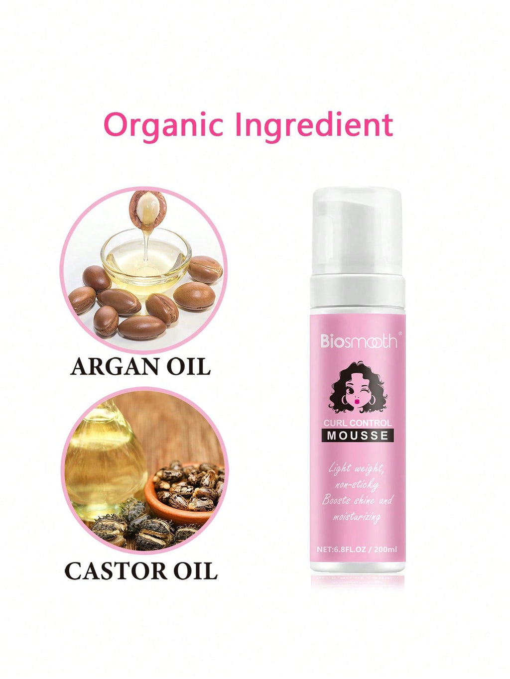 Biosmooth Curl Control Mousse — Flyaway & Wrap Mousse | 200ml / 6.8 fl oz