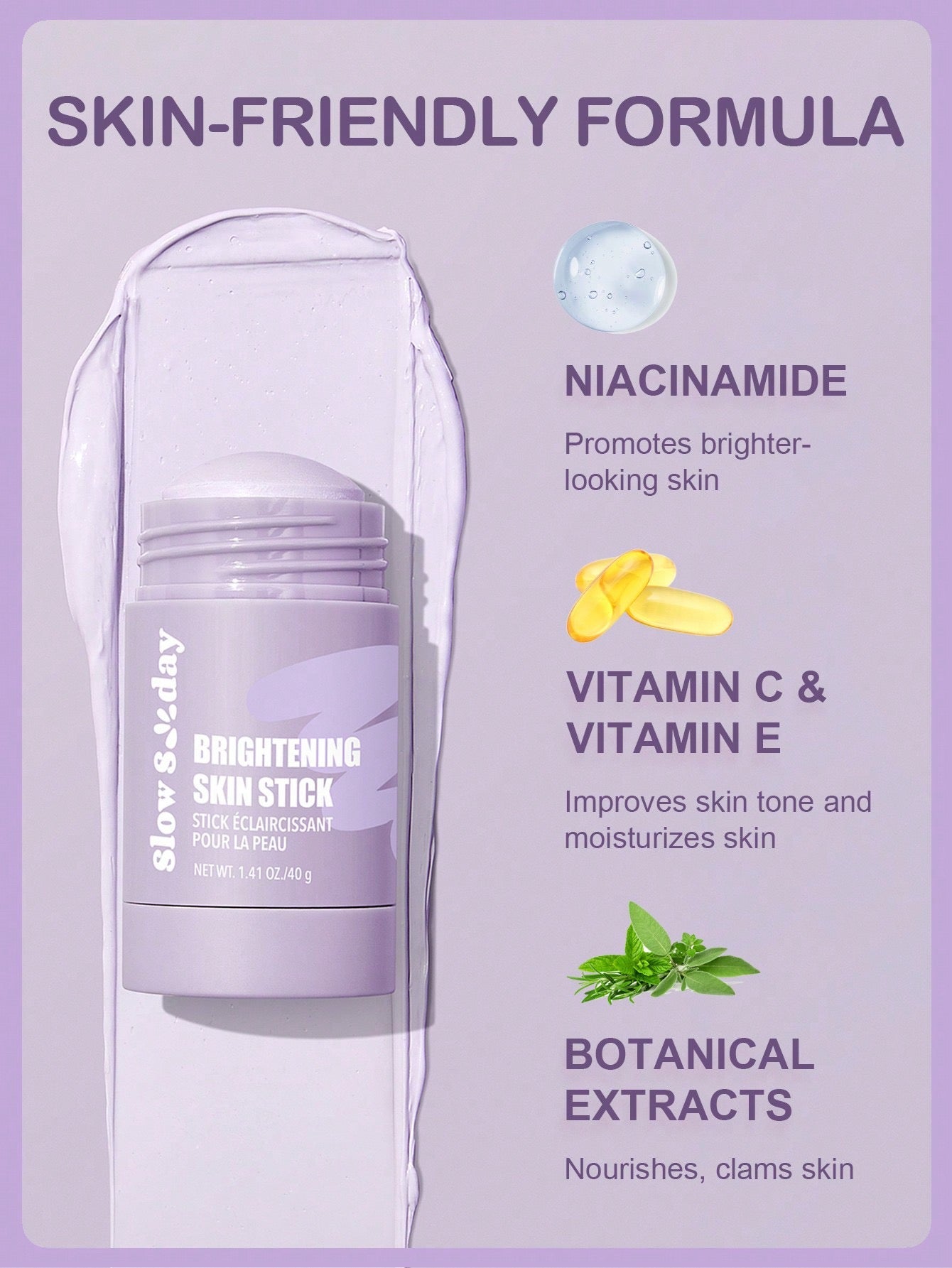 Slow Sunday Brightening Skin Stick | Niacinamide, Vitamin C & E, Botanical Extracts | 1.41 oz / 40g