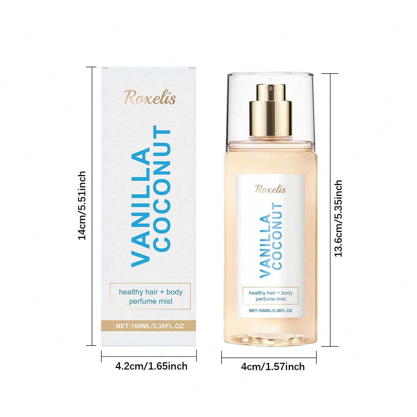 Roxelis Vanilla Coconut Healthy Hair & Body Perfume Mist — 100ml / 3.38 fl oz