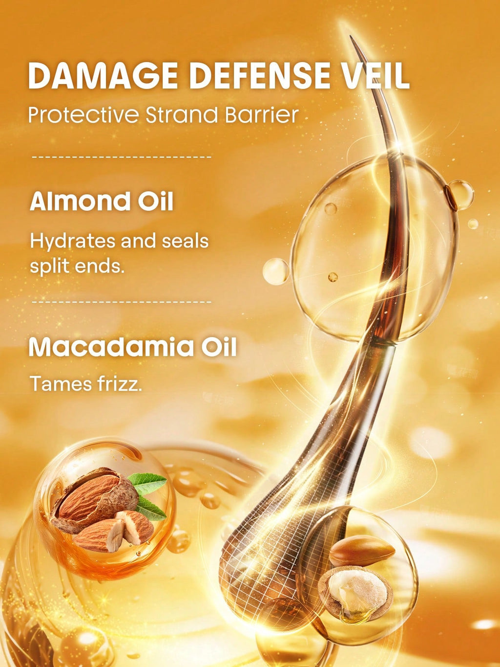 SHEGLAM 24K Glow High Shine Styling Serum — 10-in-1 Hair Serum | Almond Oil & Macadamia Oil
