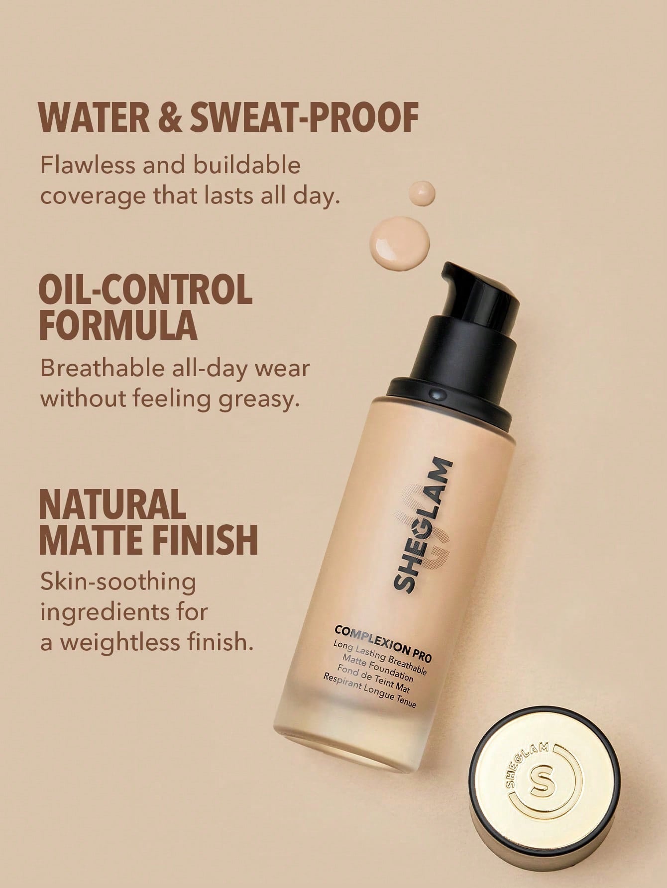 SHEGLAM Complexion Pro Long Lasting Breathable Matte Foundation — 37 Shades