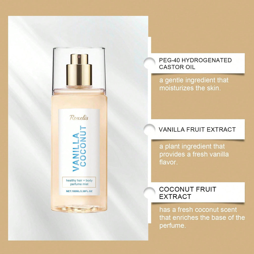 Roxelis Vanilla Coconut Healthy Hair & Body Perfume Mist — 100ml / 3.38 fl oz