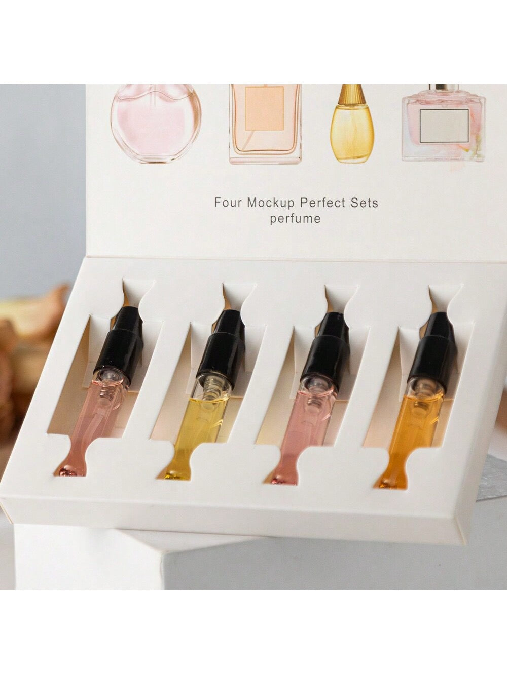 Four Perfect — Four Mockup Perfect Sets Perfume | 4 x Mini Spray Vials Gift Set