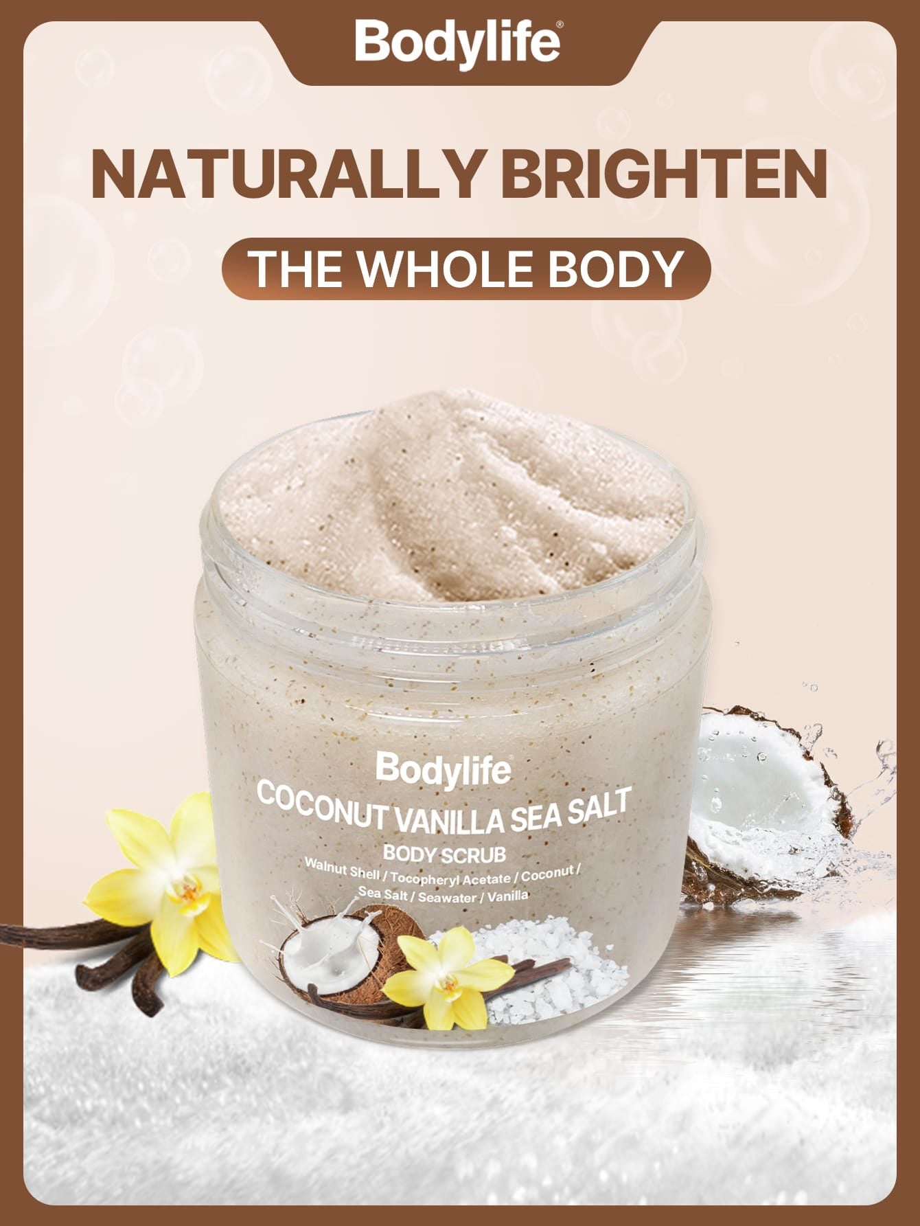 Bodylife Coconut Vanilla Sea Salt Body Scrub | 200g