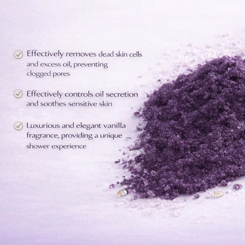 Perfume Body Scrub | Guerande Sea Salt | Dark Amber & Vanilla | Lightweight Texture, Refreshes & Polishes Skin | 120g / 4.232 oz