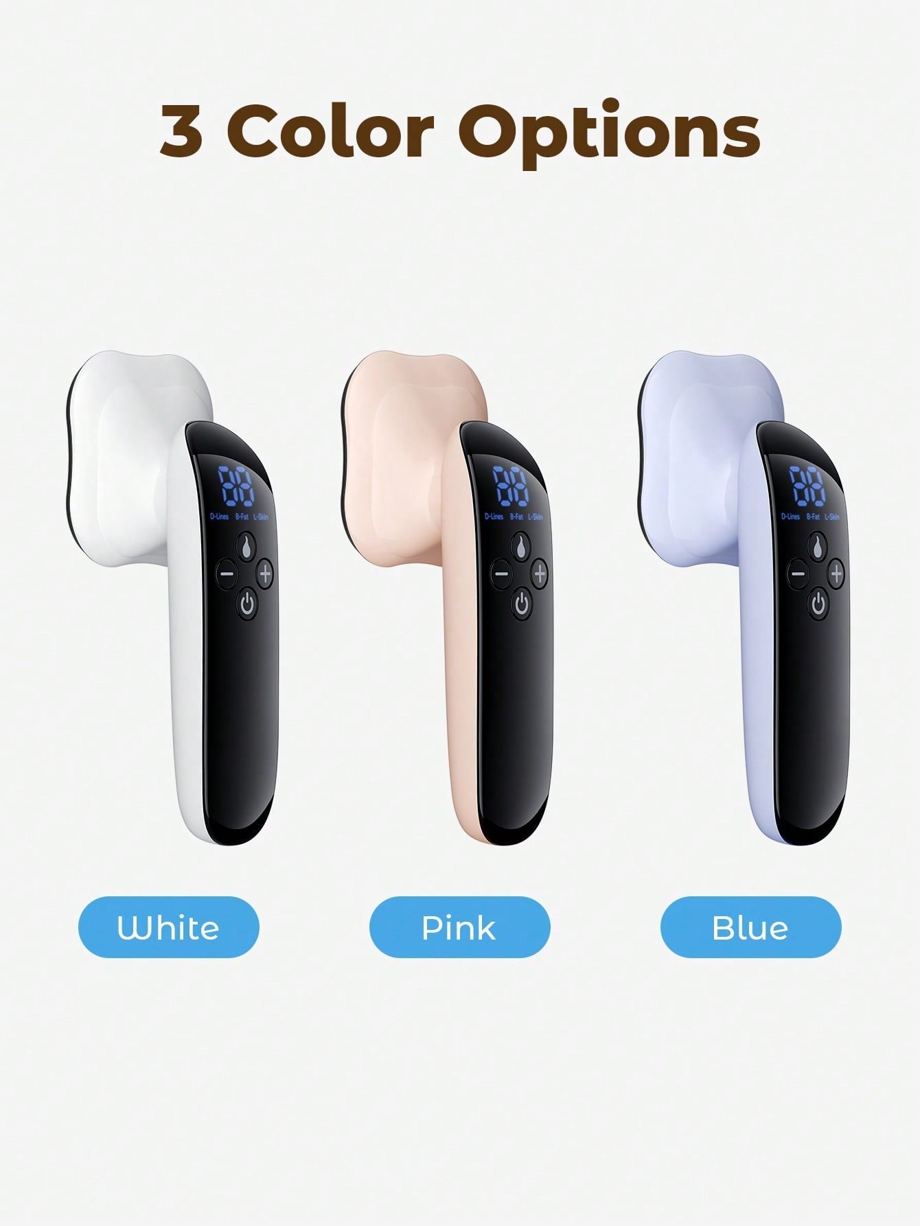 Teckwe Fat Reduction Massager | 3 Modes, 10 Gears | Dispel Lines, Burn Fat & Lift Skin | Micro Current, Radio Frequency, Infrared Ray & Fast Heating | White / Pink / Blue