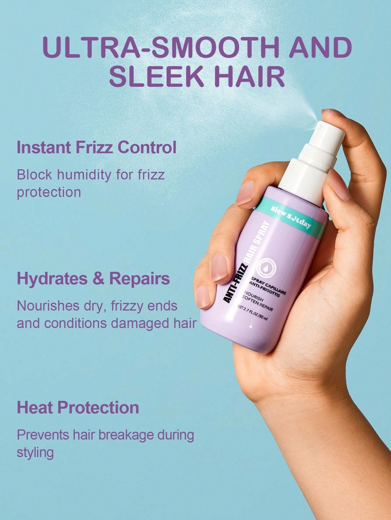 Slow 8 Anti-Frizz & Heat Protection Spray — 80ml
