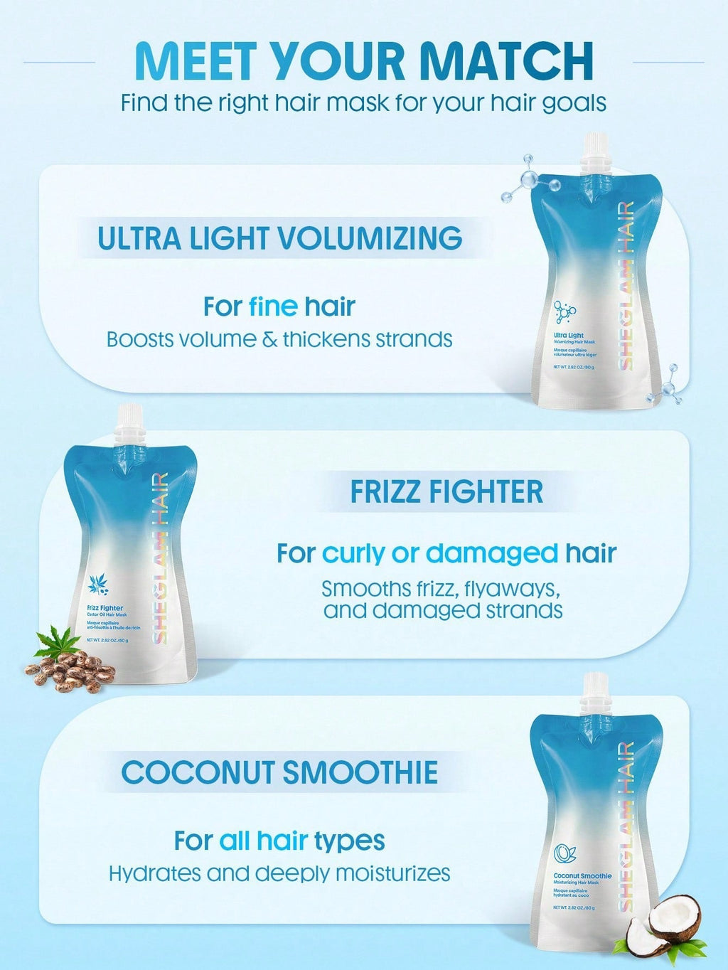 SHEGLAM Coconut Smoothie Moisturizing Hair Mask — Hydrate & Quench Thirsty Strands | 80g / 2.82 oz