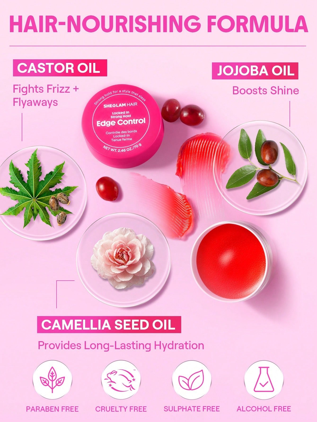 SHEGLAM Locked In Edge Control | Castor & Jojoba Oil | 70g
