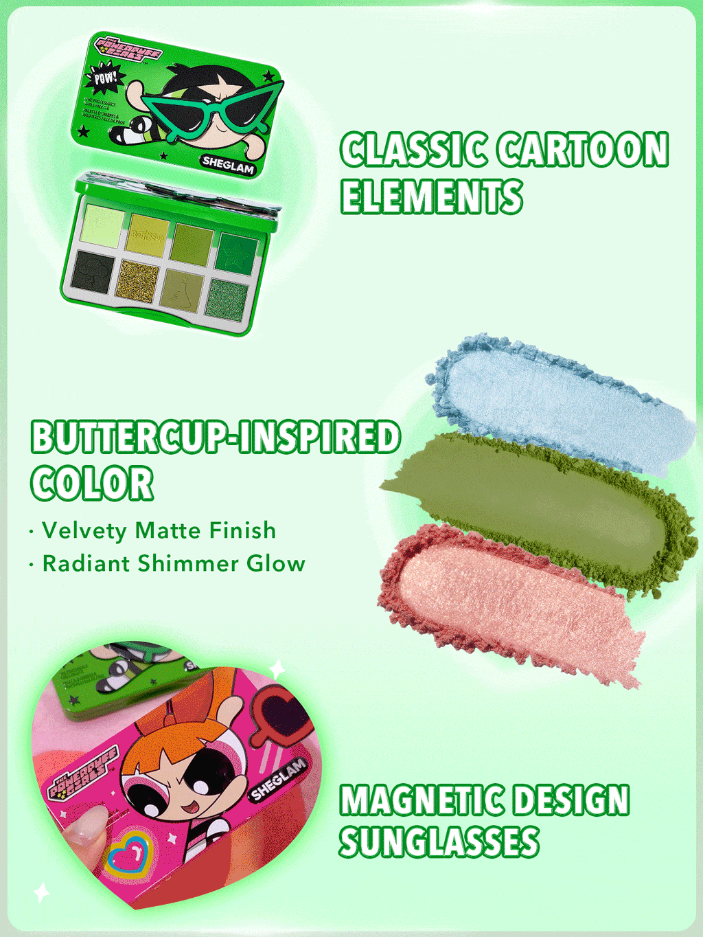 SHEGLAM x The Powerpuff Girls The Professor’s Girls’ Palette — Buttercup — 8 Shades