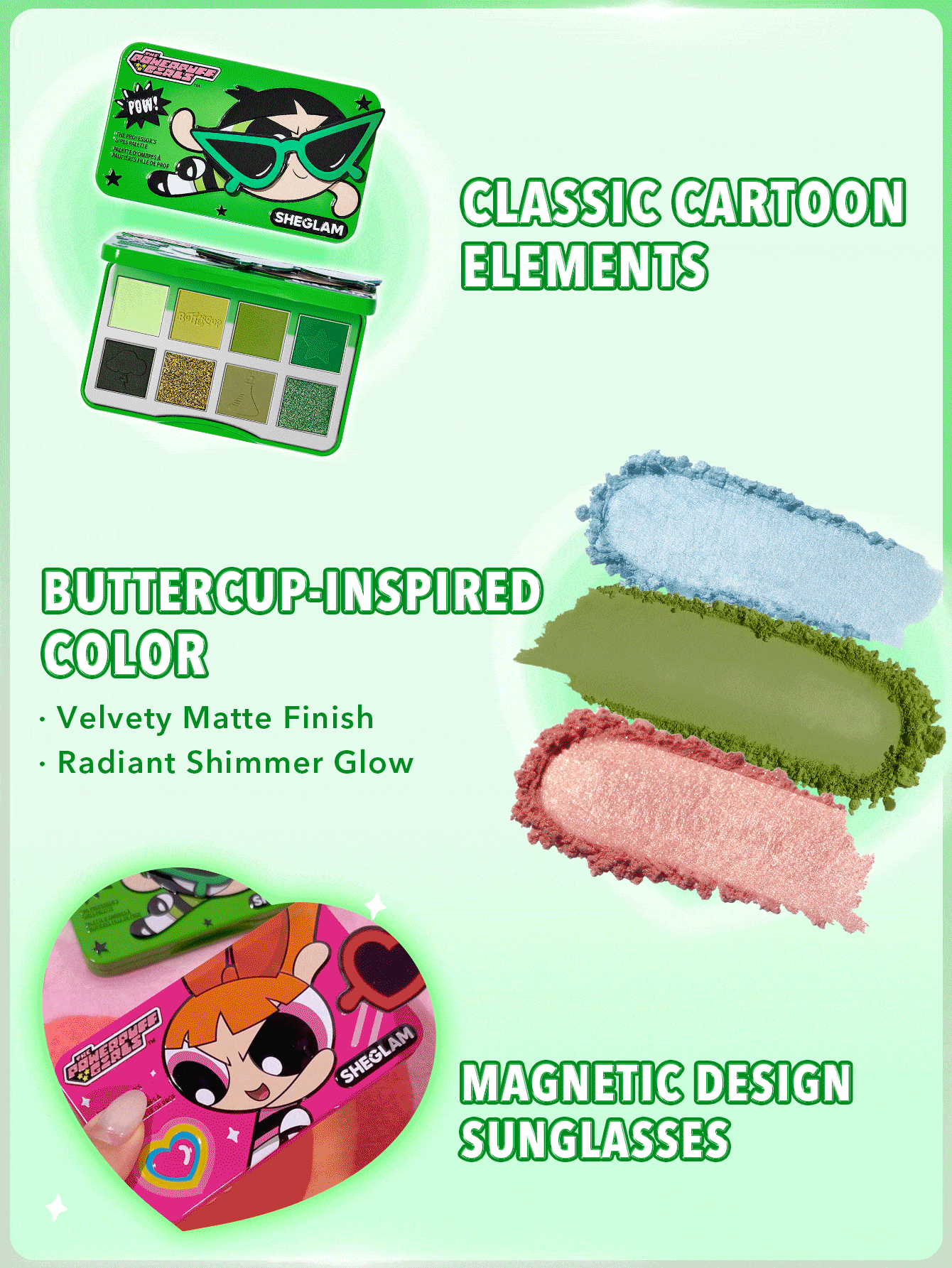 SHEGLAM x The Powerpuff Girls The Professor’s Girls’ Palette — Buttercup — 8 Shades