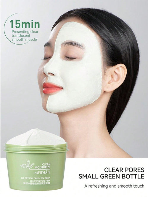 2pcs Meidian Ice Crystal Green Tea Deep Cleaning Mud Film | Clear Pores, Clean & Moisturise | 100g / 3.53 oz