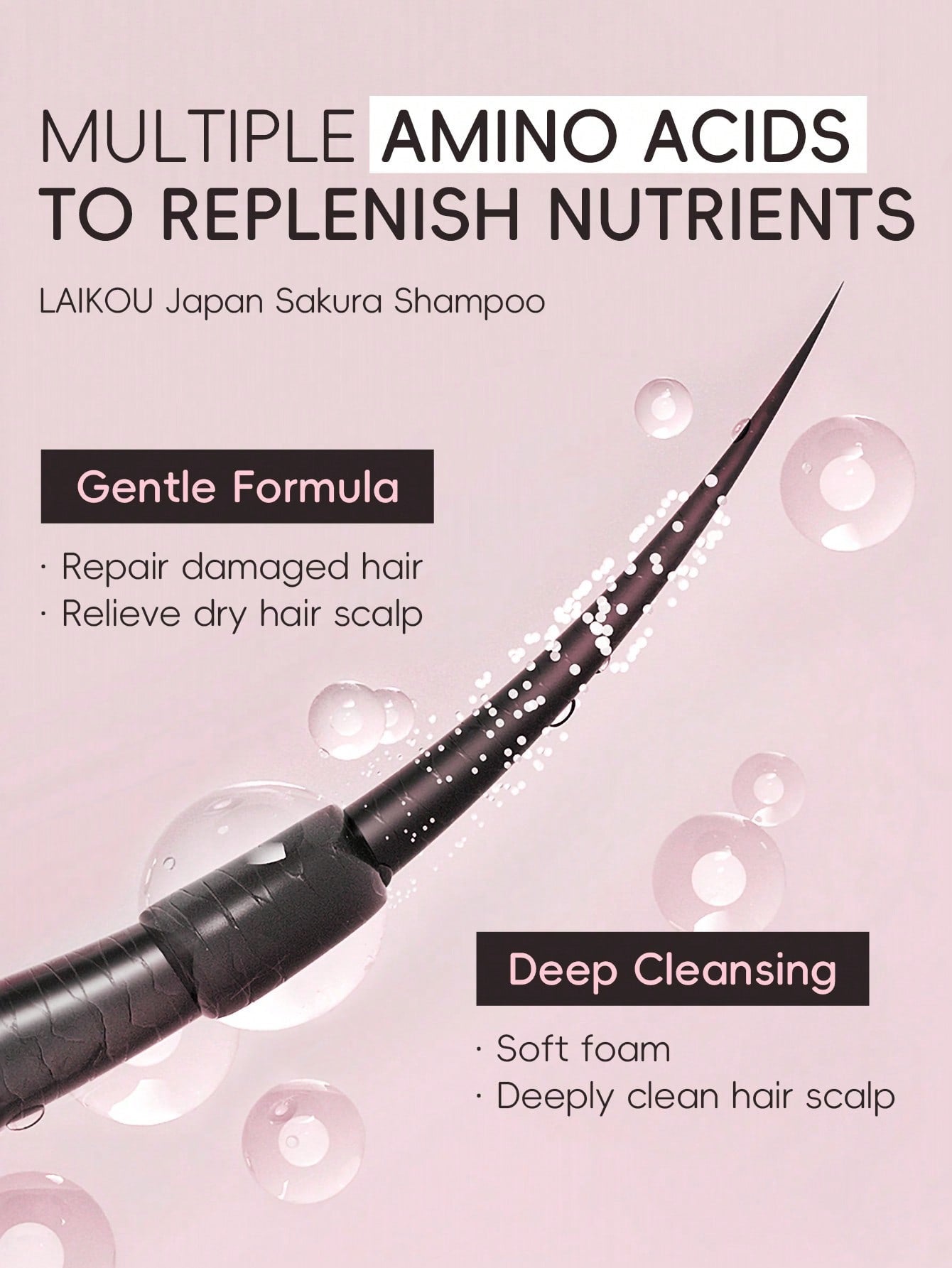 LAIKOU Japan Sakura Shampoo & Conditioner Set — Argan Oil, Shea Butter & Hyaluronic Acid | 400ml / 13.53 fl oz