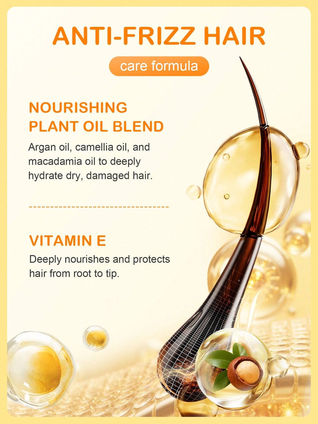 Slow 8 Day Anti-Frizz Hair Essential Oil — Argan, Camellia & Macadamia Oil | Huile Essentielle Anti-Frisottis