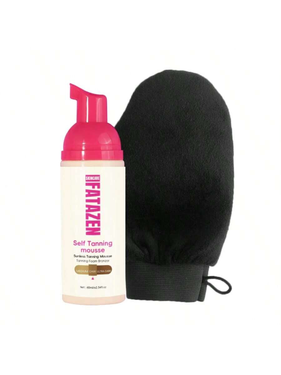 Fatazen Self Tanning Mousse with Applicator Mitt | Sunless Tanning Foam Bronzer | Medium, Dark & Ultra Dark | 60ml / 2.54 fl oz