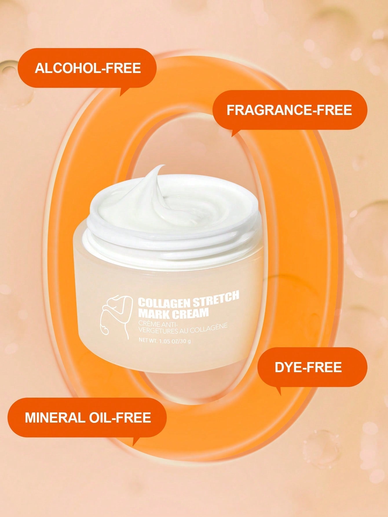Collagen Stretch Mark Cream | Reclaim Your Smooth Skin | Formulated with Collagen | Alcohol-Free, Fragrance-Free, Dye-Free & Mineral Oil-Free | 1.05 oz / 30g