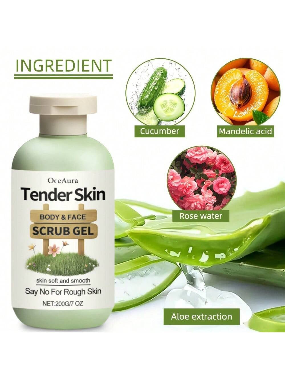 OceAura Tender Skin Body & Face Scrub Gel | 200g / 7 oz