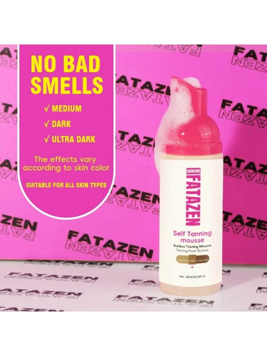 Fatazen Self Tanning Mousse with Applicator Mitt | Sunless Tanning Foam Bronzer | Medium, Dark & Ultra Dark | 60ml / 2.54 fl oz