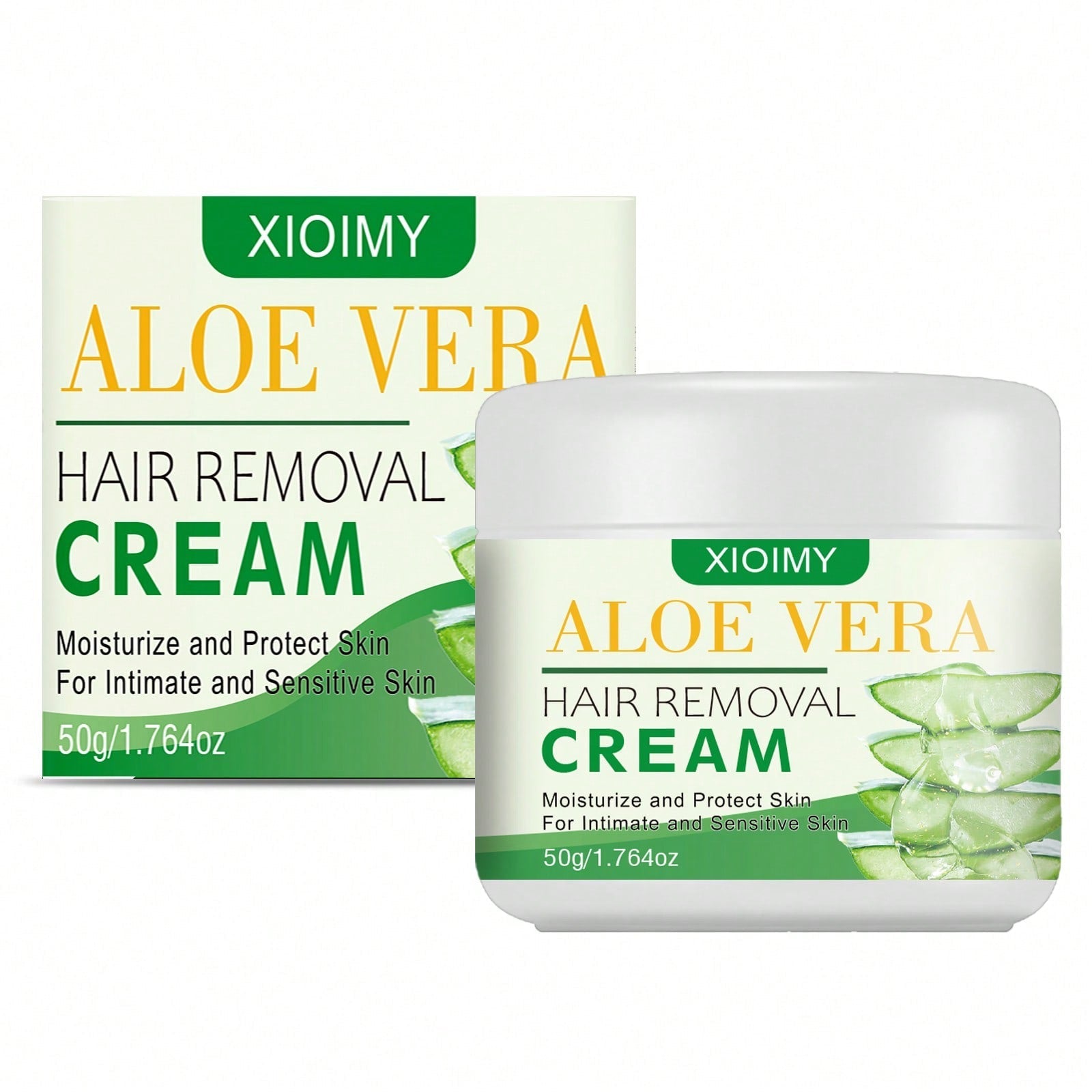 Xioimy Aloe Vera Hair Removal Cream | Moisturize and Protect Skin | For Intimate and Sensitive Skin | 50g / 1.764 oz