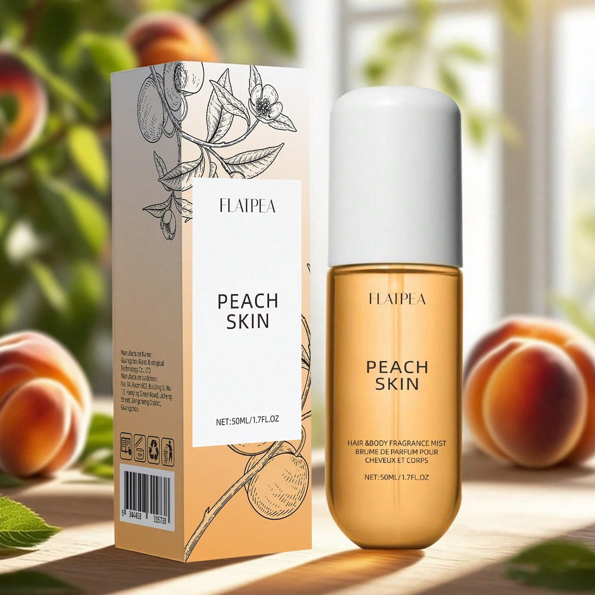 Flatpea Peach Skin Hair & Body Fragrance Mist — 50ml / 1.7 fl oz