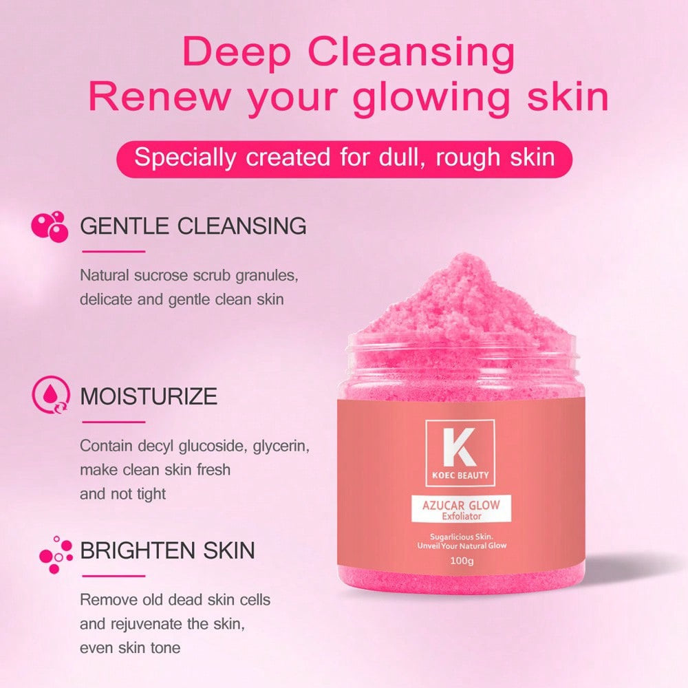 KOEC Beauty Azucar Glow Exfoliator | Sugarlicious Skin, Unveil Your Natural Glow | 100g / 3.53 oz