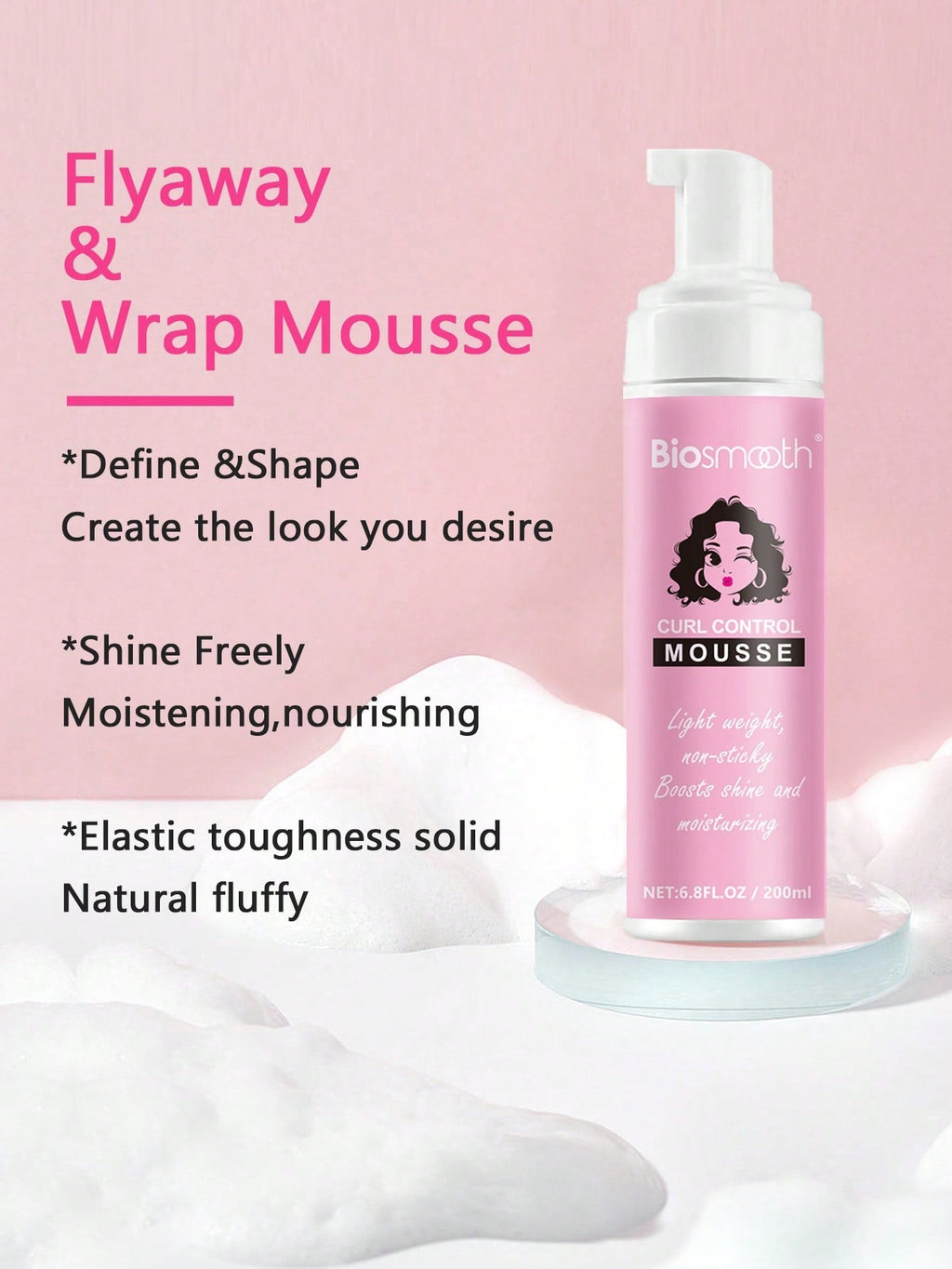 Biosmooth Curl Control Mousse — Flyaway & Wrap Mousse | 200ml / 6.8 fl oz