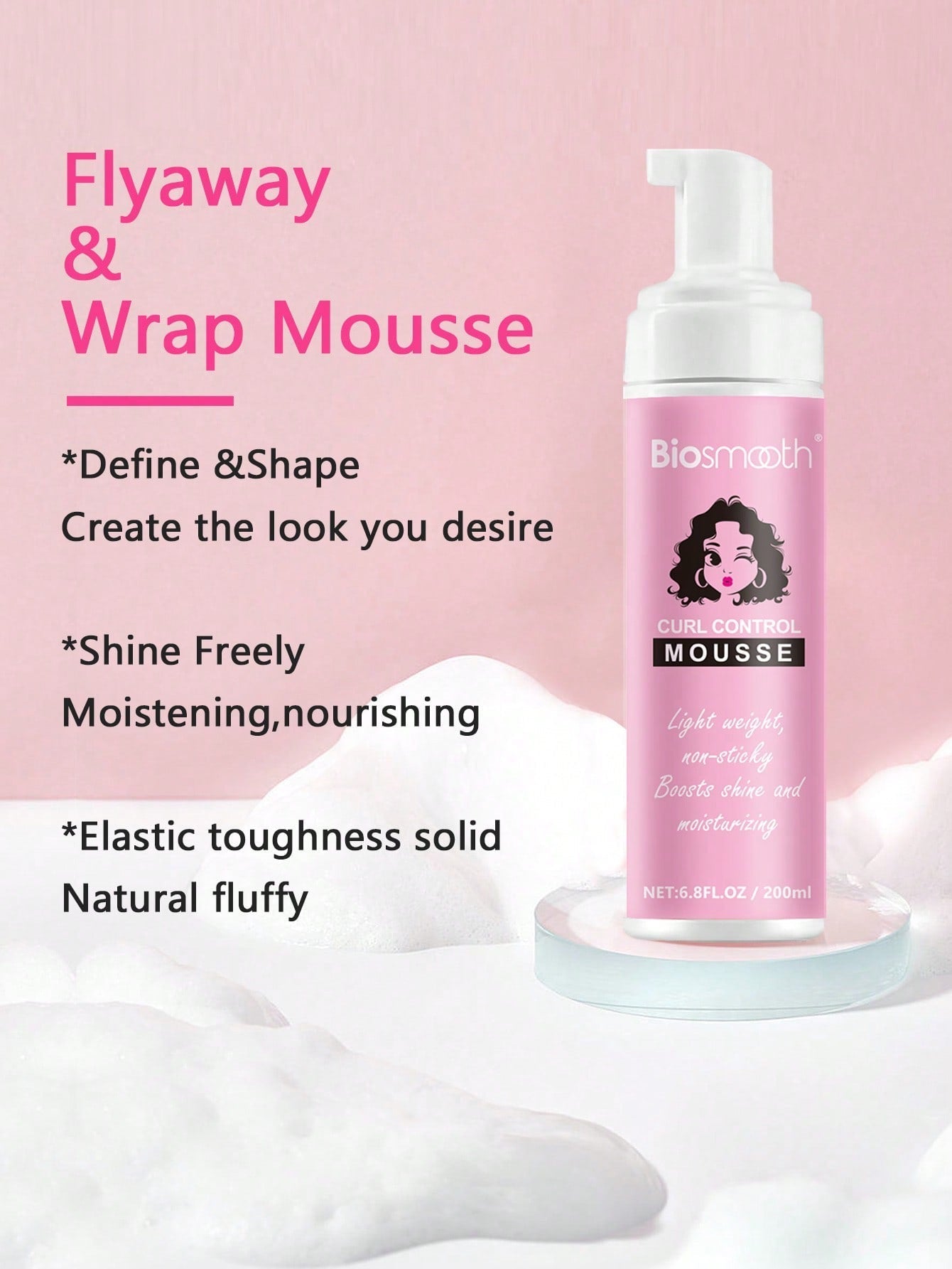 Biosmooth Curl Control Mousse — Flyaway & Wrap Mousse | 200ml / 6.8 fl oz