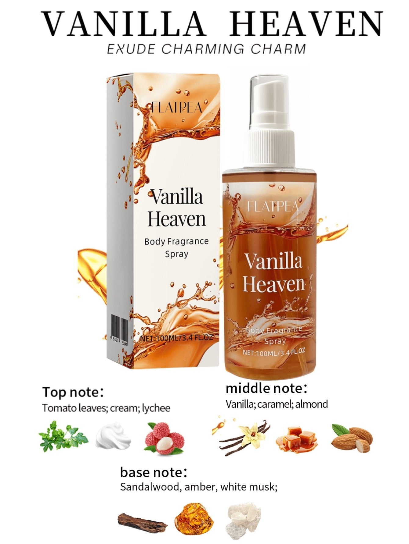 Flatpea Vanilla Heaven Body Fragrance Spray — 100ml / 3.4 fl oz