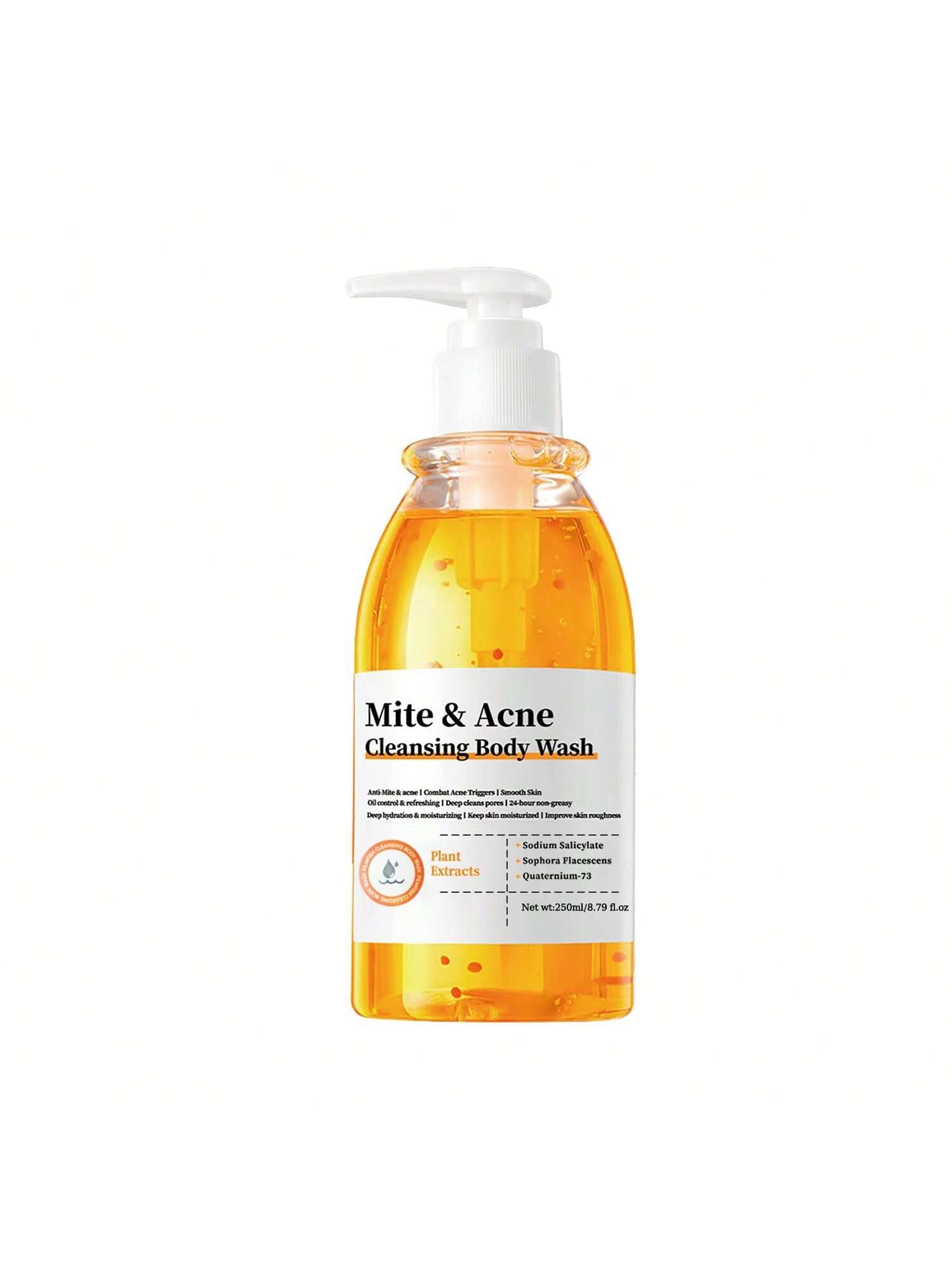 Mite & Acne Cleansing Body Wash | Sodium Salicylate, Sophora Flavescens & Quaternium-73 | Plant Extracts | 250ml / 8.79 fl oz