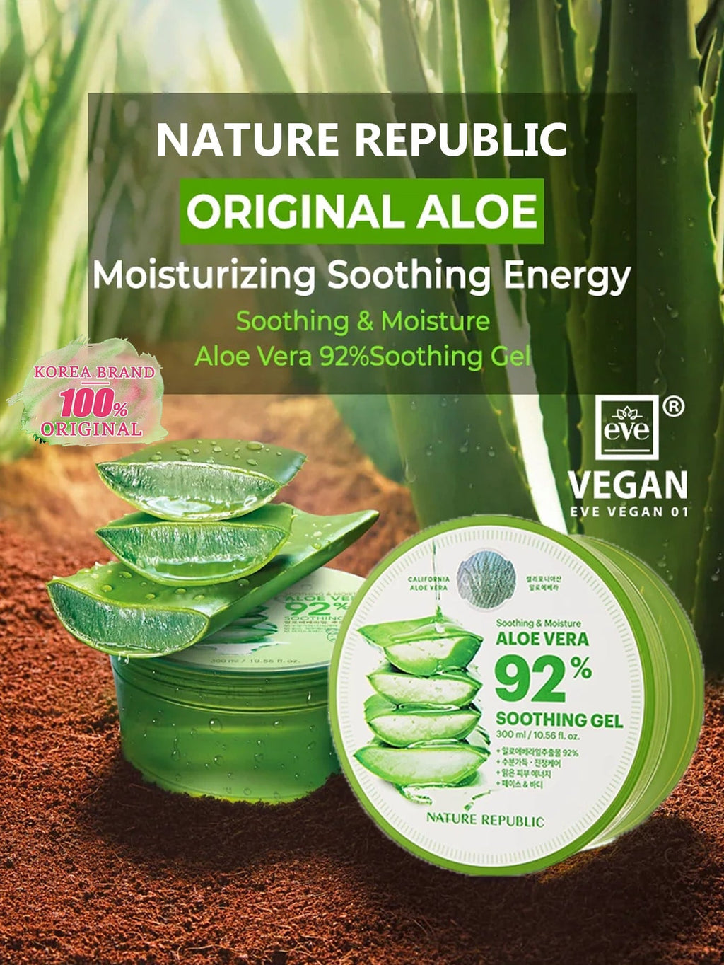 Nature Republic Original Aloe Vera 92% Soothing Gel — 300ml