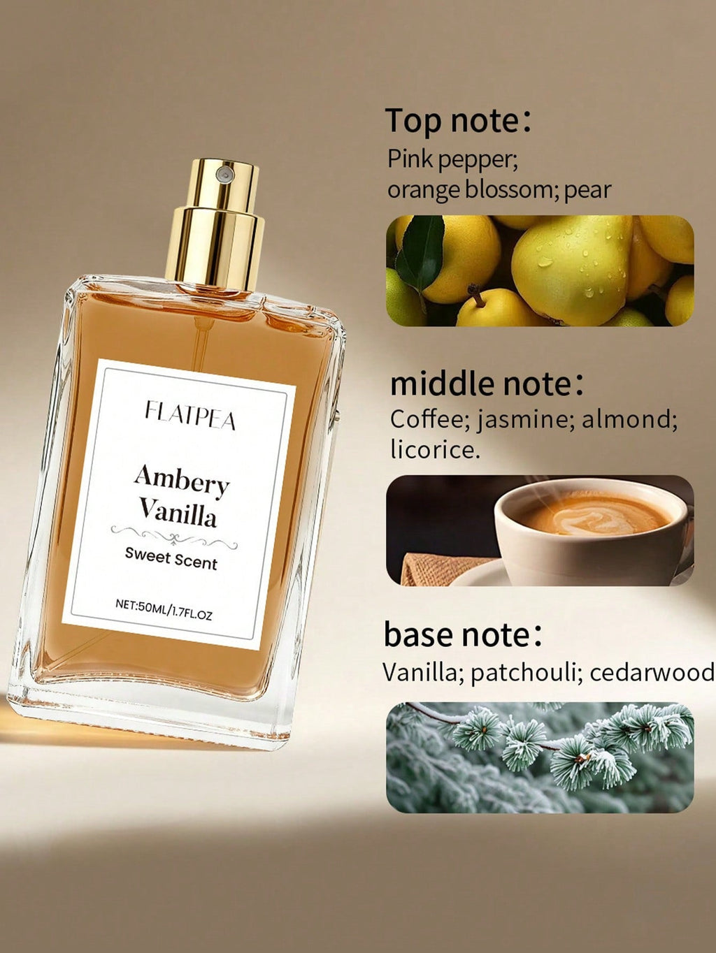 Flatpea Ambery Vanilla Eau de Parfum — Sweet Scent 50ml / 1.7 fl oz